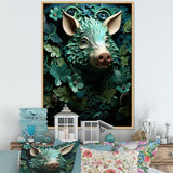 Emerald Flower Hog - Pig Living Room Wall Art