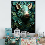Emerald Flower Hog - Pig Living Room Wall Art