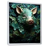 Emerald Flower Hog - Pig Living Room Wall Art