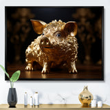 Golden Gilded Swine - Pig Canvas Wall Art