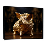 Golden Gilded Swine - Pig Canvas Wall Art