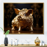 Golden Gilded Swine - Pig Canvas Wall Art