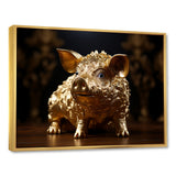 Golden Gilded Swine - Pig Canvas Wall Art