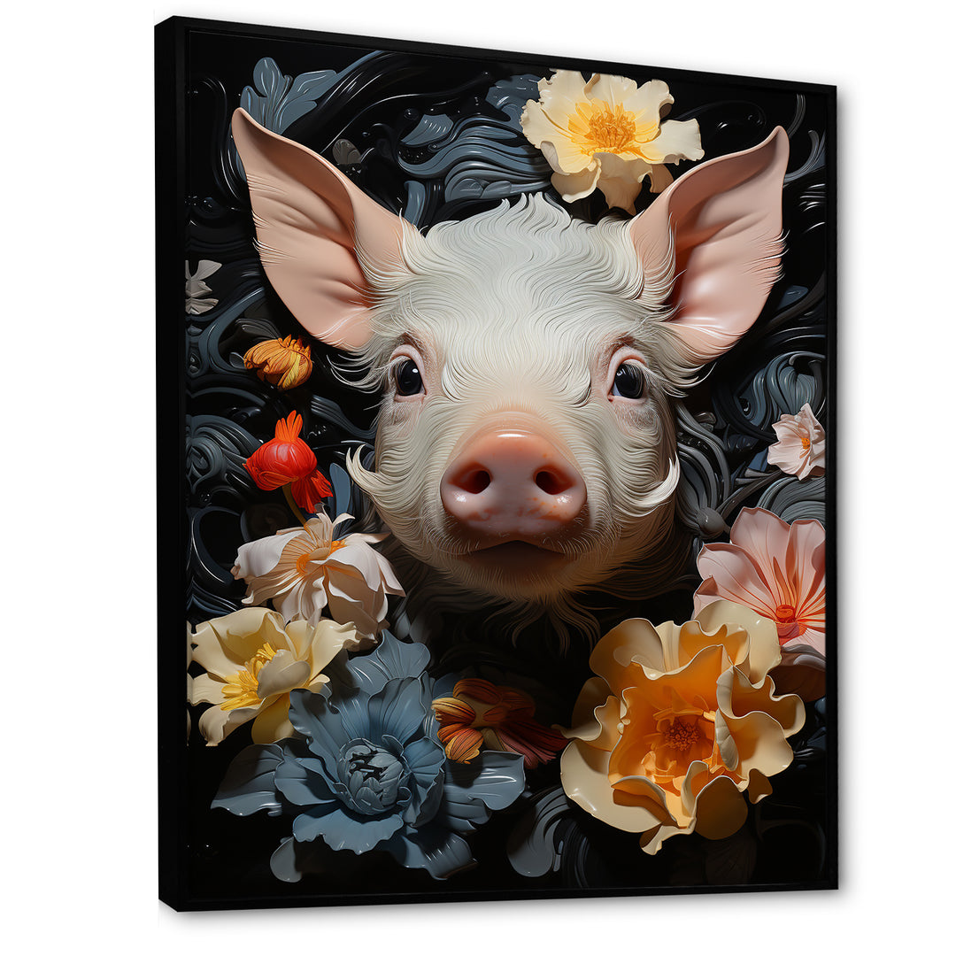 Curious Blooming Piglet - Pig Wall Decor