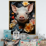Curious Blooming Piglet - Pig Wall Decor