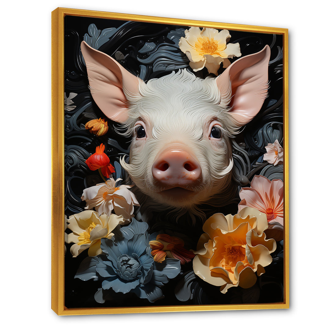 Curious Blooming Piglet - Pig Wall Decor