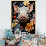 Curious Blooming Piglet - Pig Wall Decor