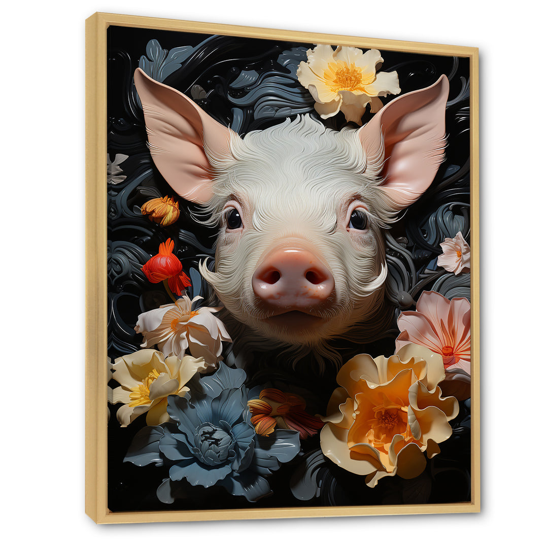 Curious Blooming Piglet - Pig Wall Decor