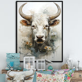 Forever Grazing Flower Cow Portrait - Cow Wall Art Prints