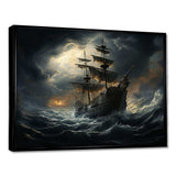 Pirate Ship At Stormy Seas - People Canvas Wall Art