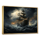 Pirate Ship At Stormy Seas - People Canvas Wall Art