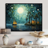 Moonlight Whimsical Pirate Ship Tales Of The Tides - People Canvas Wall Art