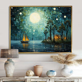 Moonlight Whimsical Pirate Ship Tales Of The Tides - People Canvas Wall Art