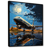 Futuristic Aircraft S Last Checks At Moonlight - Plane Canvas Wall Art
