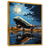 Futuristic Aircraft S Last Checks At Moonlight - Plane Canvas Wall Art
