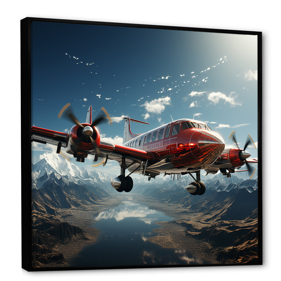 In Flight Jet Plane Horizons - Plane Canvas Wall Art