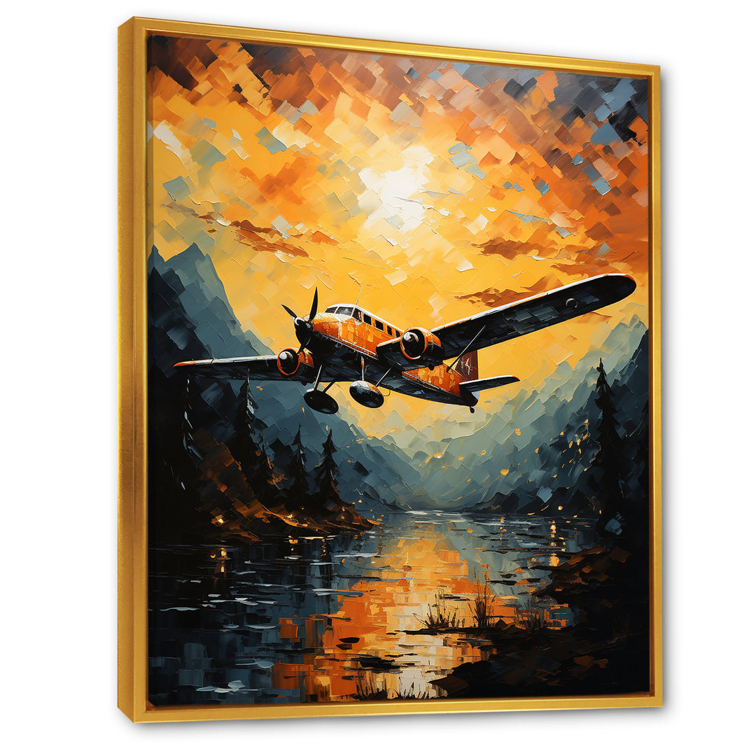 In Flight Plane Horizons - Plane Canvas Wall Art