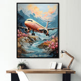 Impressionist Aerial Plane Mid Flight - Plane Canvas Wall Art
