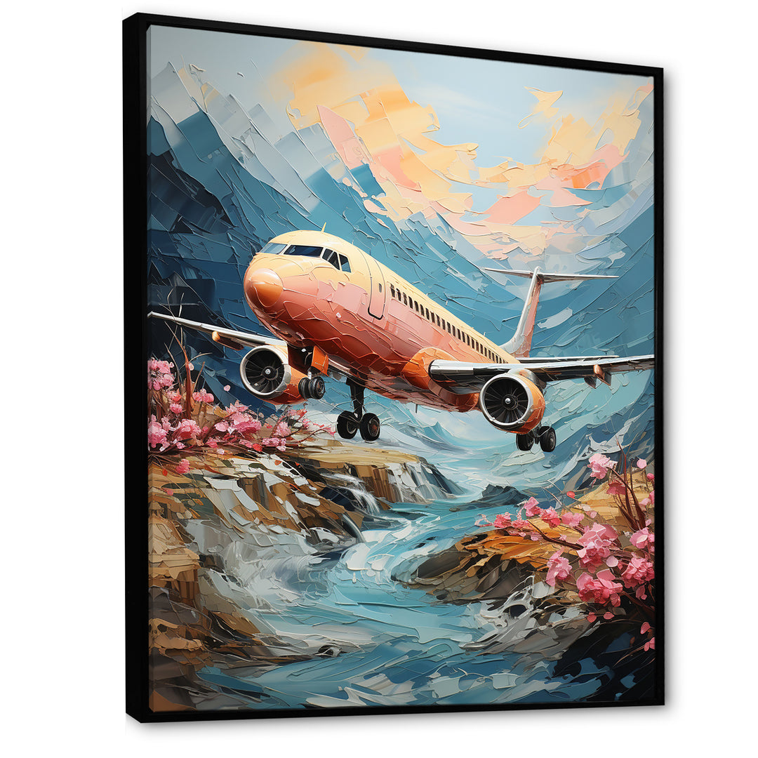 Impressionist Aerial Plane Mid Flight - Plane Canvas Wall Art