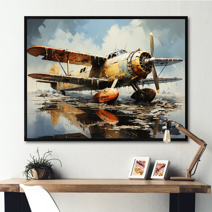 Surreal Sea Plane Dream - Plane Canvas Wall Art