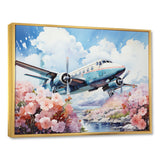 Floral Art Of Aviation - Plane Canvas Wall Art