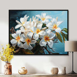 Meticulously Rendered White Plumeria Blossoms P Dba522B1 - Floral Canvas Wall Art