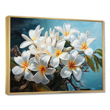 Meticulously Rendered White Plumeria Blossoms P Dba522B1 - Floral Canvas Wall Art