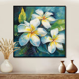 White Plumeria Symphony Magic I - Floral Canvas Wall Art