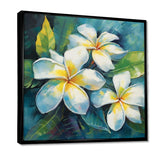 White Plumeria Symphony Magic I - Floral Canvas Wall Art