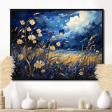 Navy Blue Poppies Field - Landscapes Canvas Wall Art