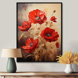 Poppies Scarlet Solitude I - Floral Canvas Wall Art