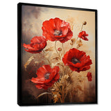 Poppies Scarlet Solitude I - Floral Canvas Wall Art