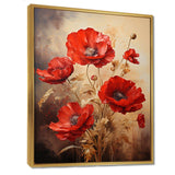 Poppies Scarlet Solitude I - Floral Canvas Wall Art