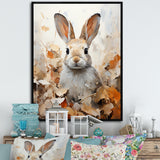 Bunny S Curious Foliage Charm - Beige Rabbit Wall Art