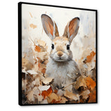 Bunny S Curious Foliage Charm - Beige Rabbit Wall Art
