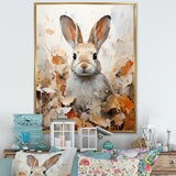 Bunny S Curious Foliage Charm - Beige Rabbit Wall Art