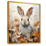 Bunny S Curious Foliage Charm - Beige Rabbit Wall Art
