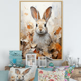 Bunny S Curious Foliage Charm - Beige Rabbit Wall Art
