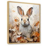 Bunny S Curious Foliage Charm - Beige Rabbit Wall Art