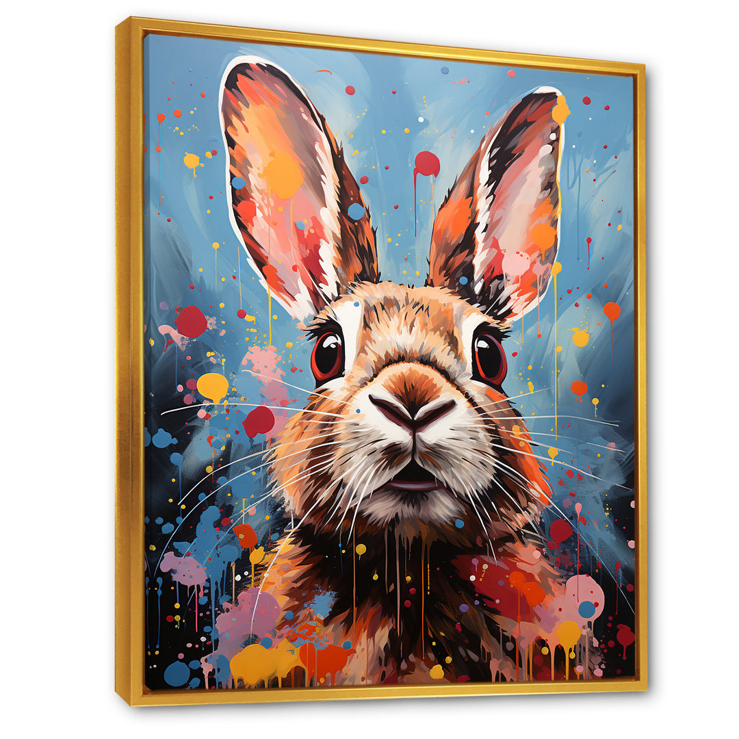 Pop Art Portrayal Of A Rabbit Hues - Rabbit Framed Canvas Art