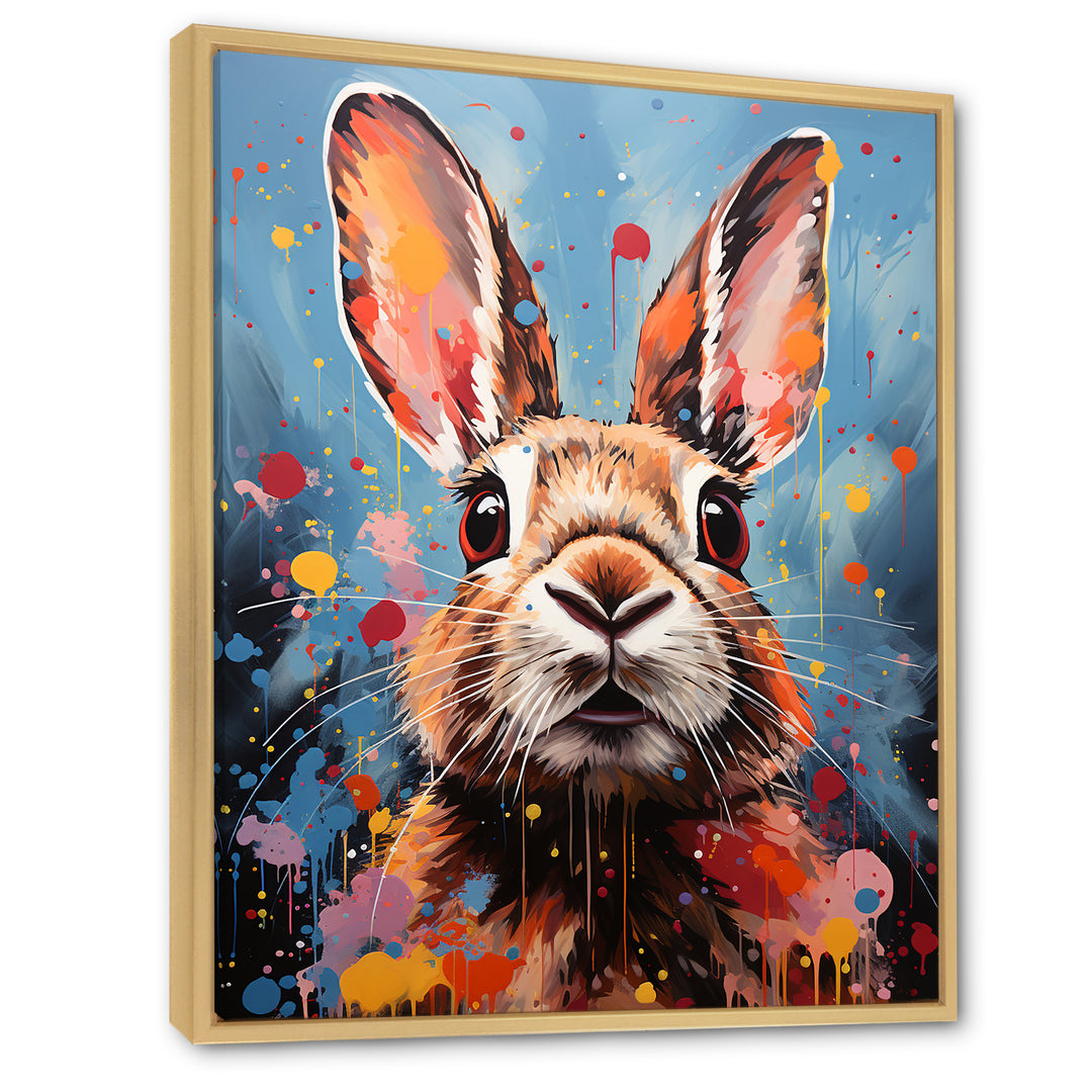 Pop Art Portrayal Of A Rabbit Hues - Rabbit Framed Canvas Art