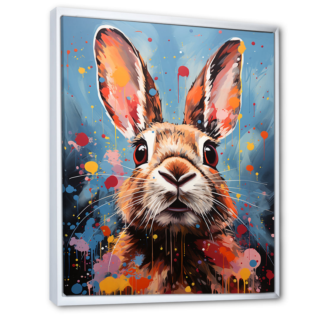 Pop Art Portrayal Of A Rabbit Hues - Rabbit Framed Canvas Art