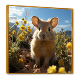 Curious Rabbit In Sunny Yellow Flower Field - Rabbit Canvas Wall Art