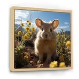 Curious Rabbit In Sunny Yellow Flower Field - Rabbit Canvas Wall Art