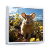 Curious Rabbit In Sunny Yellow Flower Field - Rabbit Canvas Wall Art