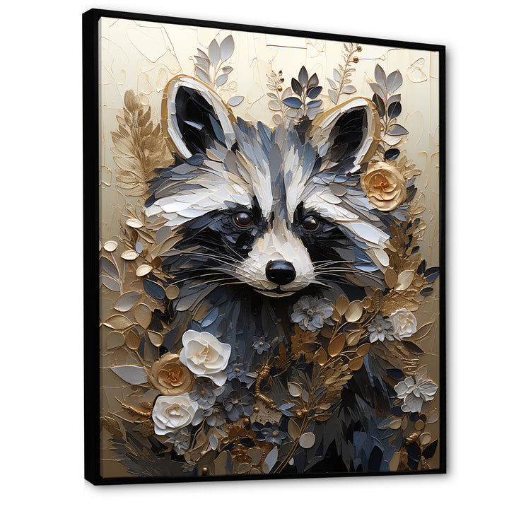 Mischief Blooming Raccoon Portrait - Raccoon Wall Art Prints