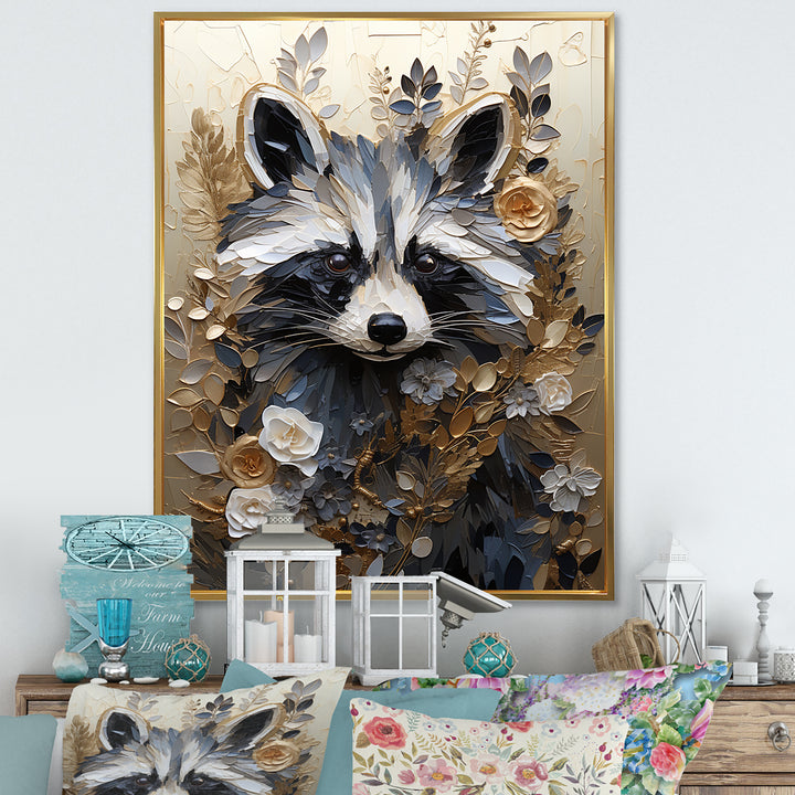 Mischief Blooming Raccoon Portrait - Raccoon Wall Art Prints