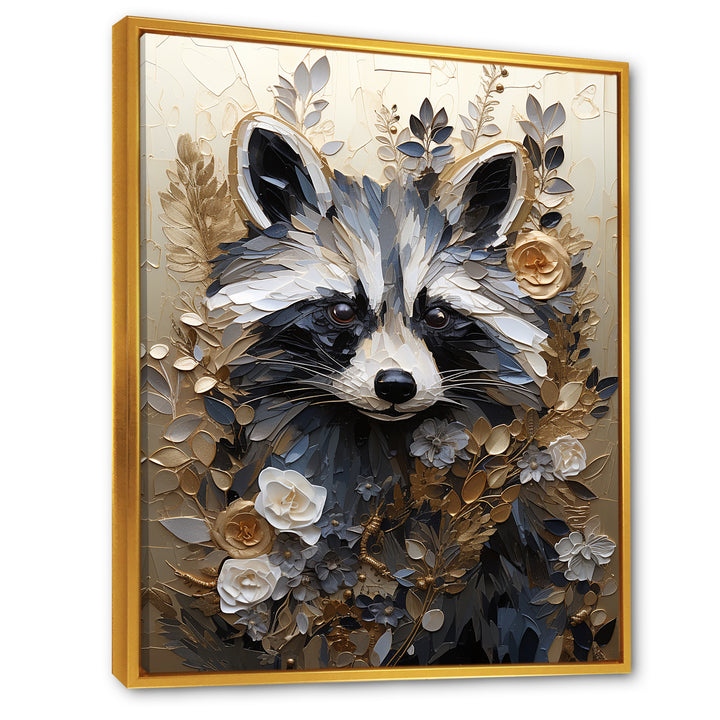 Mischief Blooming Raccoon Portrait - Raccoon Wall Art Prints