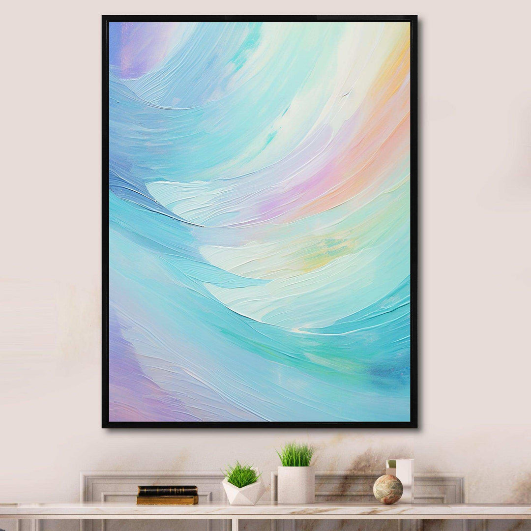 Soft Cyan Rainbow Whisper - Abstract Canvas Wall Art