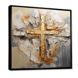 Gold Religious Minimalism Cross - Spiritual Canvas Wall Art